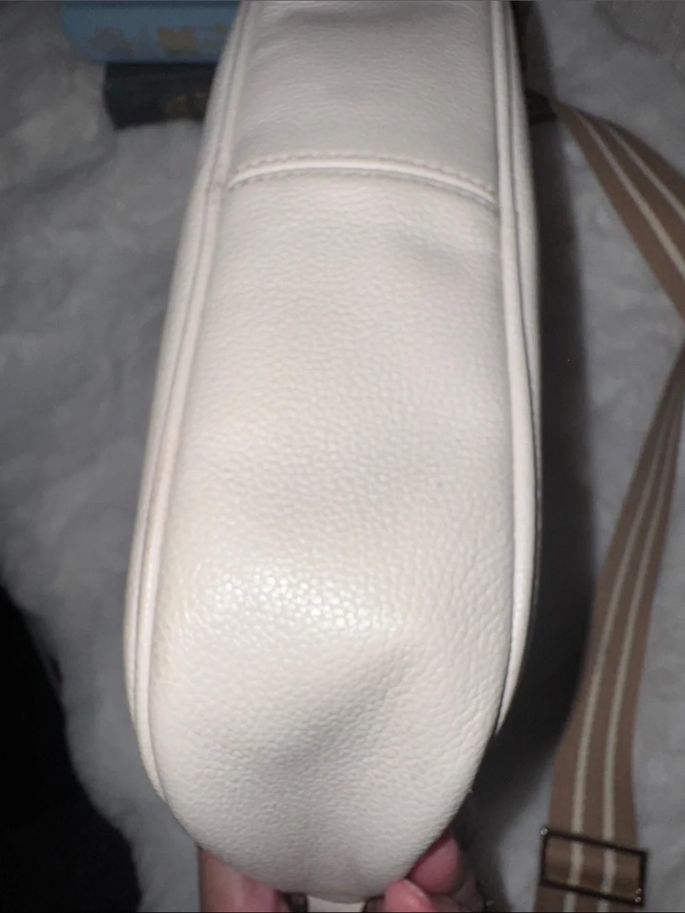 kate spade Cream Leather Crossbody with Striped Strap